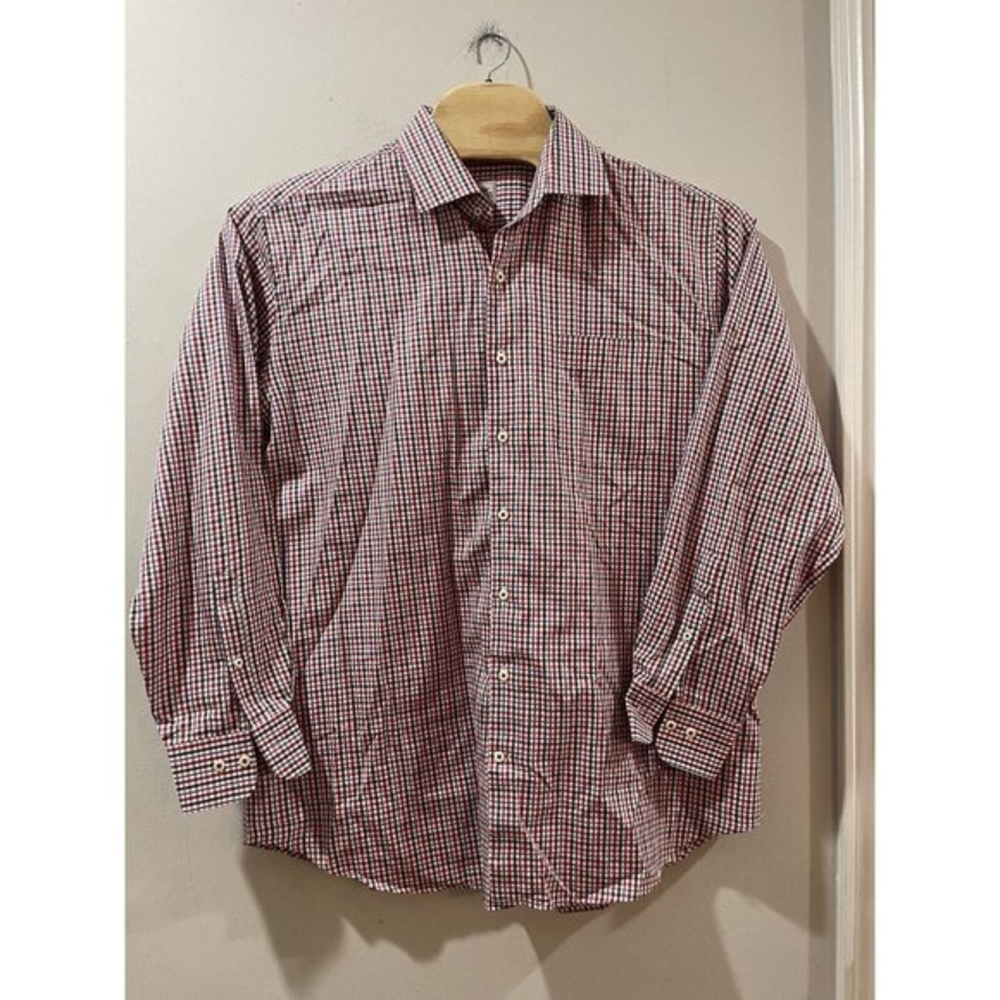 Peter Millar 100%‎ Cotton, Men's Long Sleeve Button Down Shirt Red/purple/white